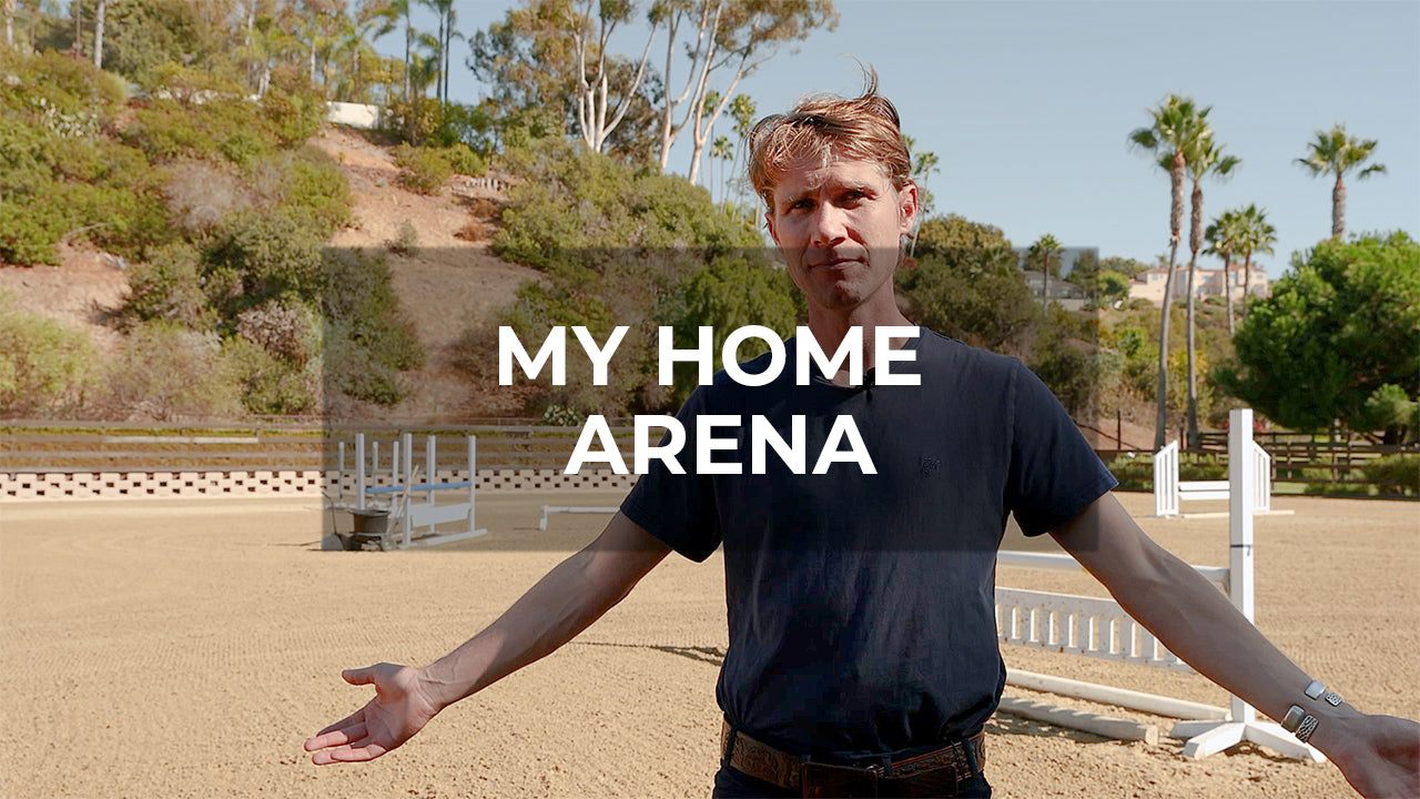 Karl Cook explaining how he built ideal show jumping arena footing for better performance, safety, and longevity.